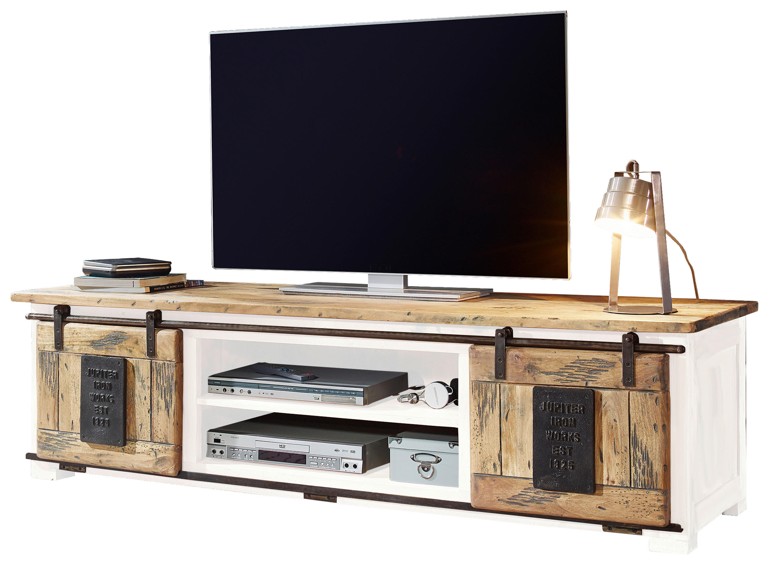 LOWBOARD  in 180/50/55 cm  - Schwarz/Braun, KONVENTIONELL, Holz/Metall (180/50/55cm) - Livetastic