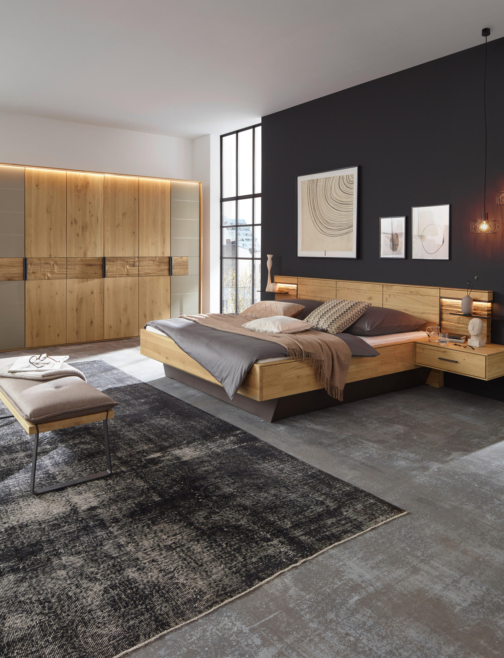BETTANLAGE 180/200 cm  in Wildeiche  - Wildeiche, Natur, Holz/Metall (180/200cm) - Valdera
