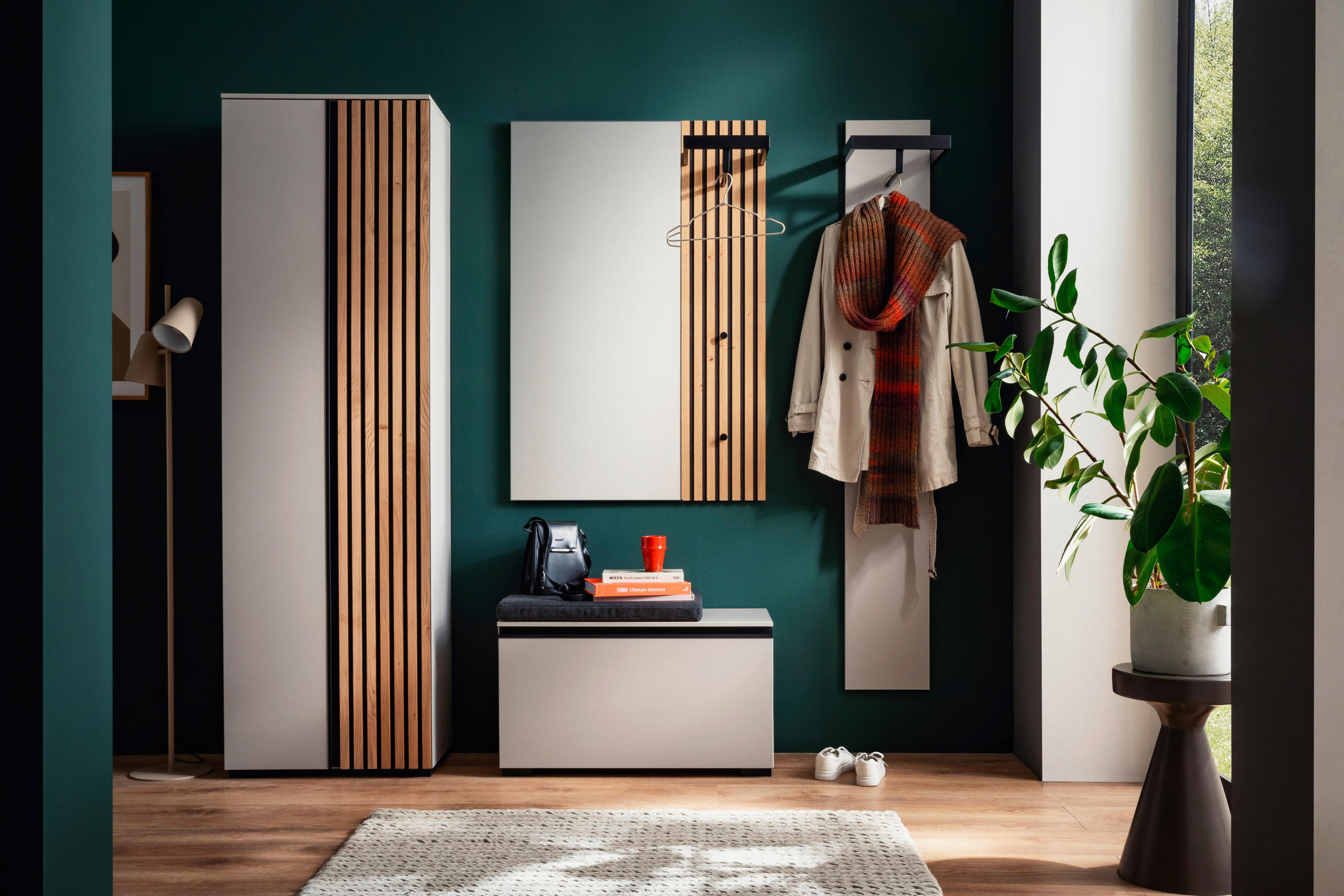 GARDEROBE 6-teilig  in 200/200/38 cm  - Eichefarben/Grau, Design, Holz/Holzwerkstoff (200/200/38cm) - Moderano
