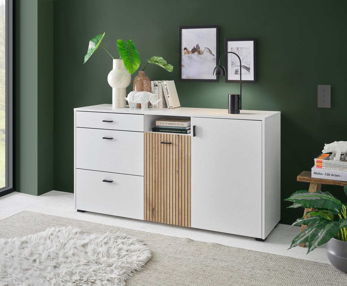 SIDEBOARD  in  - Eichefarben/Schwarz, Design, Holzwerkstoff/Kunststoff (150cm) - MID.YOU