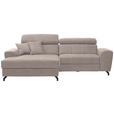 ECKSOFA  in Velours Beige  181/267 cm  - Beige/Schwarz, Design, Textil/Metall (181/267cm) - Carryhome