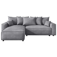 ECKSOFA 190/280 cm MERO in Cord Hellgrau Zierkissen, Rückenkissen, Bettkasten  190/280 cm  - Hellgrau/Schwarz, MODERN, Kunststoff/Textil (190/280cm) - MID.YOU