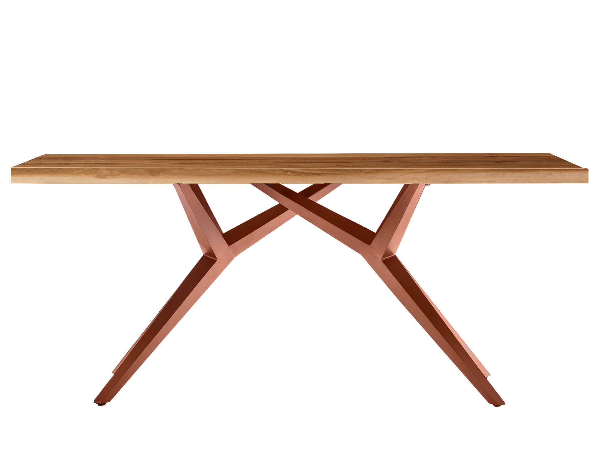 ESSTISCH 220/100/73 cm Echtholz  Holz, Metall rechteckig Braun, Naturfarben  - Braun/Naturfarben, MODERN, Holz/Metall (220/100/73cm) - MID.YOU