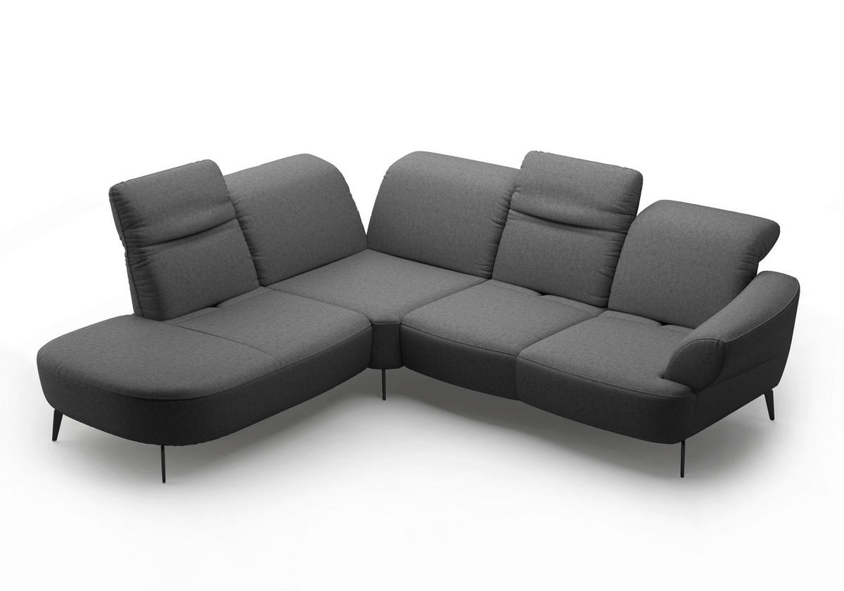ECKSOFA in Flachgewebe Dunkelgrau  - Dunkelgrau/Schwarz, Modern, Textil/Metall (270/302cm) - Sit & More