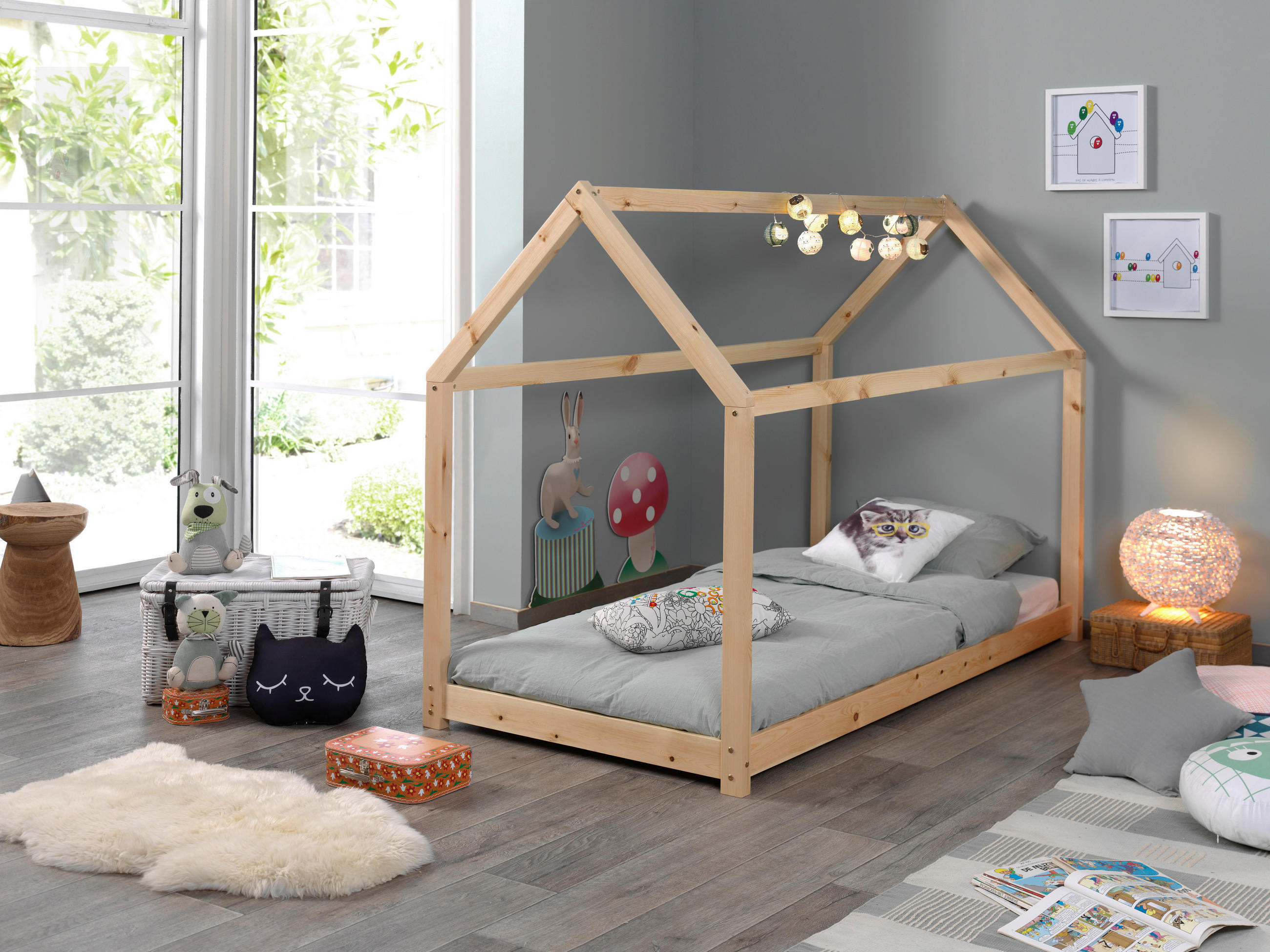 Montessori-Bett 90/200 cm  in Naturfarben  - Naturfarben, Natur, Holz/Textil (90/200cm) - MID.YOU