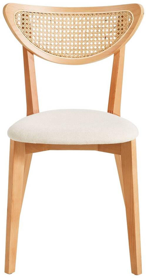 STUHL Webstoff Naturfarben, Weiß Bambus, Buche furniert, Sperrholz  - Naturfarben/Weiß, Trend, Holz/Textil (54,8/81,3/46,8cm) - Livetastic