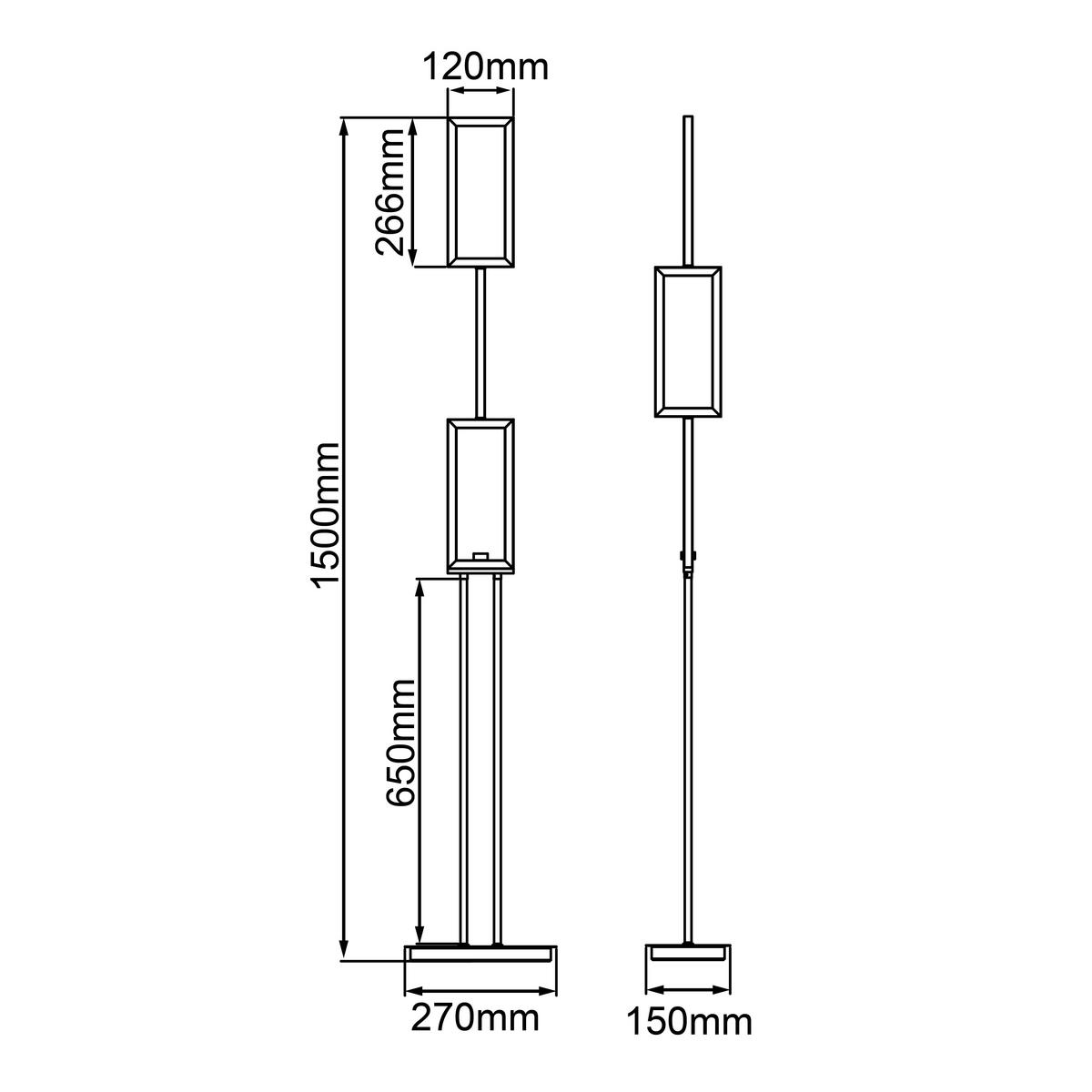 LED-STEHLEUCHTE - Schwarz, Design, Kunststoff/Metall (27/15/150cm) - Brilliant
