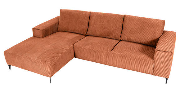 ECKSOFA  in Cord Rostfarben  170/285 cm  - Rostfarben/Schwarz, KONVENTIONELL, Textil/Metall (170/285cm) - Carryhome