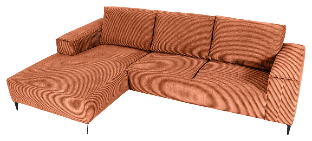 ECKSOFA in Cord Rostfarben  - Rostfarben/Schwarz, Konventionell, Textil/Metall (170/285cm) - Carryhome
