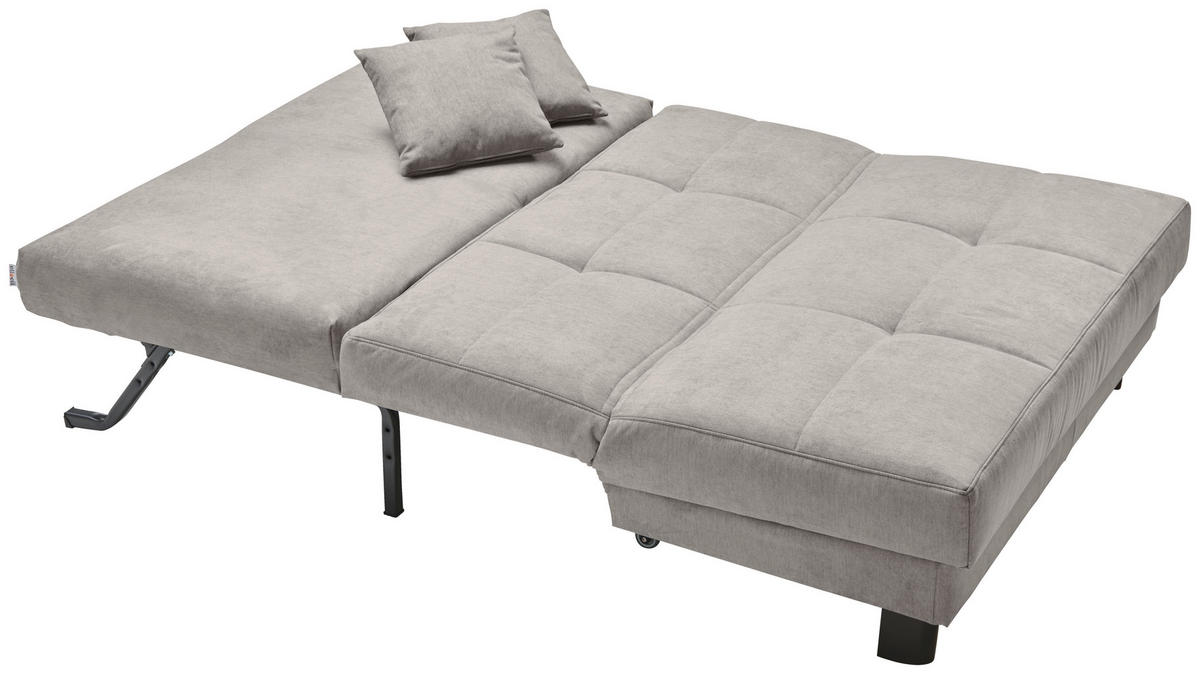 SCHLAFSOFA Mikrovelours Greige  - Greige/Schwarz, KONVENTIONELL, Textil/Metall (145/85/100cm) - Carryhome
