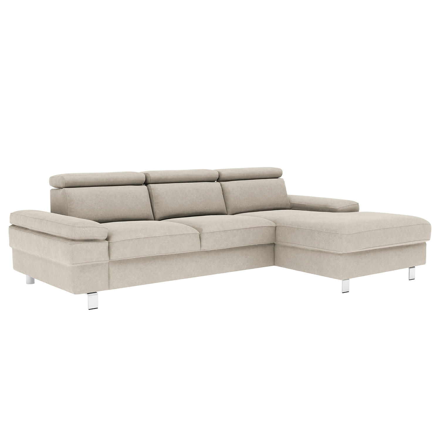 ECKSOFA in Mikrofaser Silberfarben - Silberfarben, Konventionell, Textil/Metall (182/82/260cm) - Trendmanufaktur