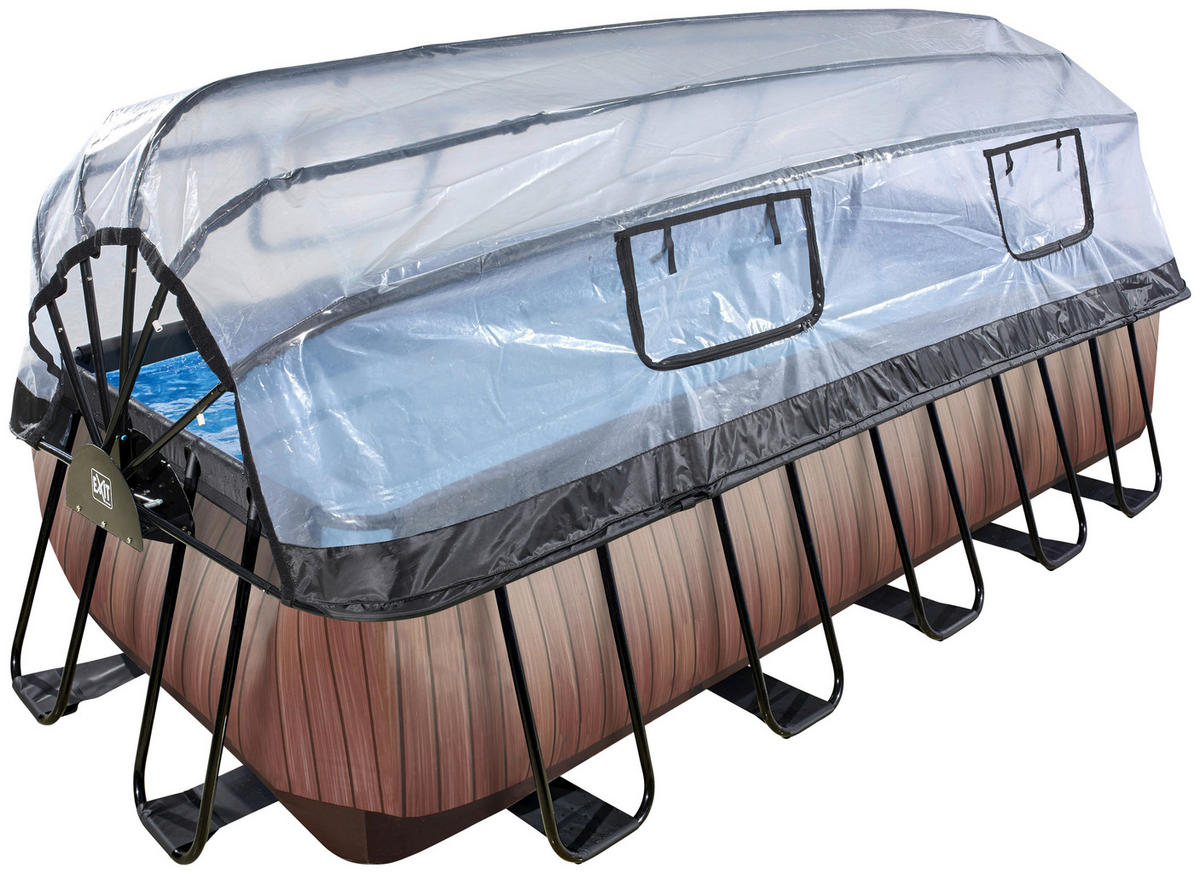 POOL-SET WOOD 540/250/122 cm  - Braun, KONVENTIONELL, Metall (540/250/122cm) - EXIT Toys