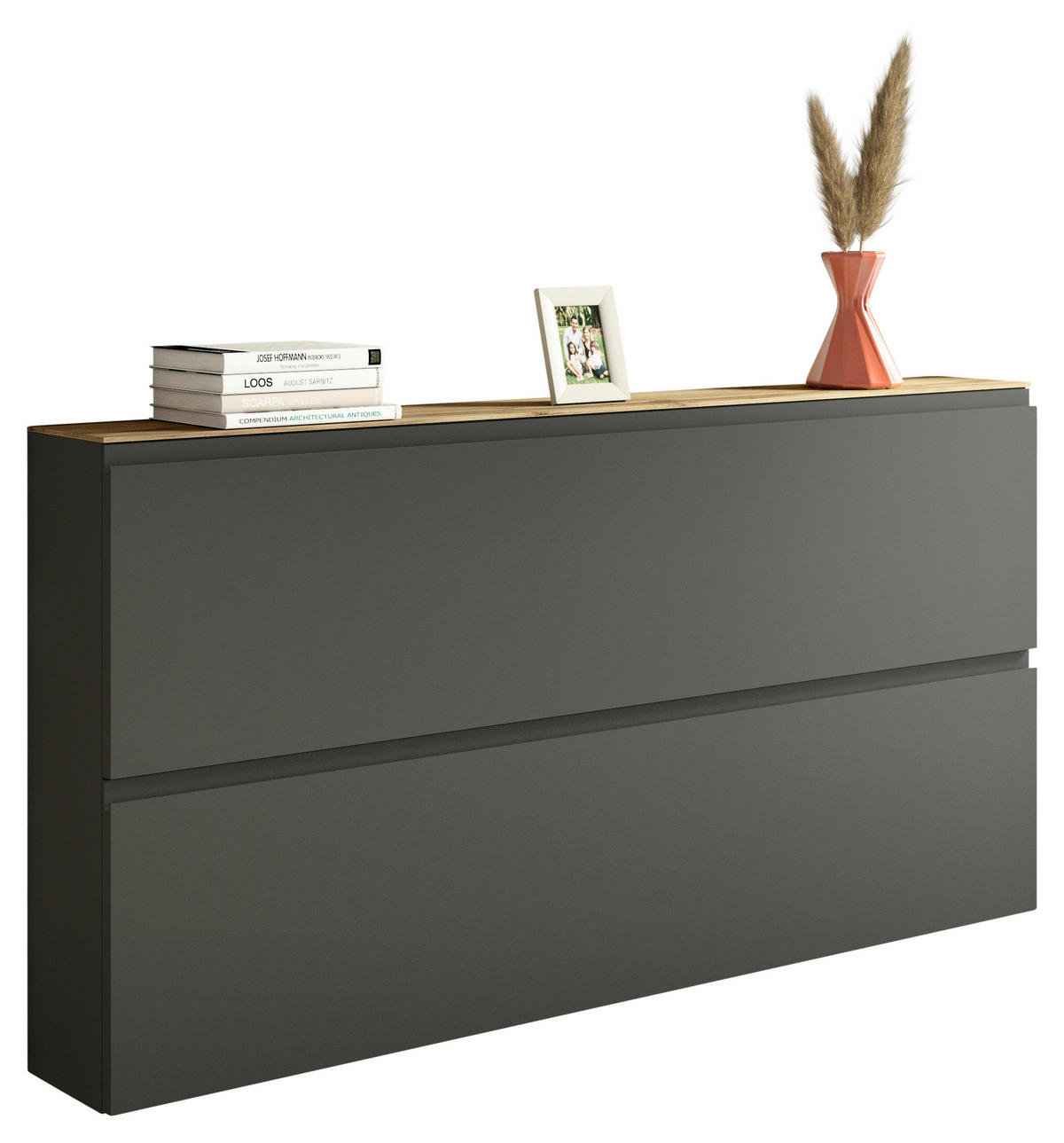 SCHUHKIPPER - Eichefarben/Anthrazit, Design, Holzwerkstoff (160/81/22cm) - Moderano