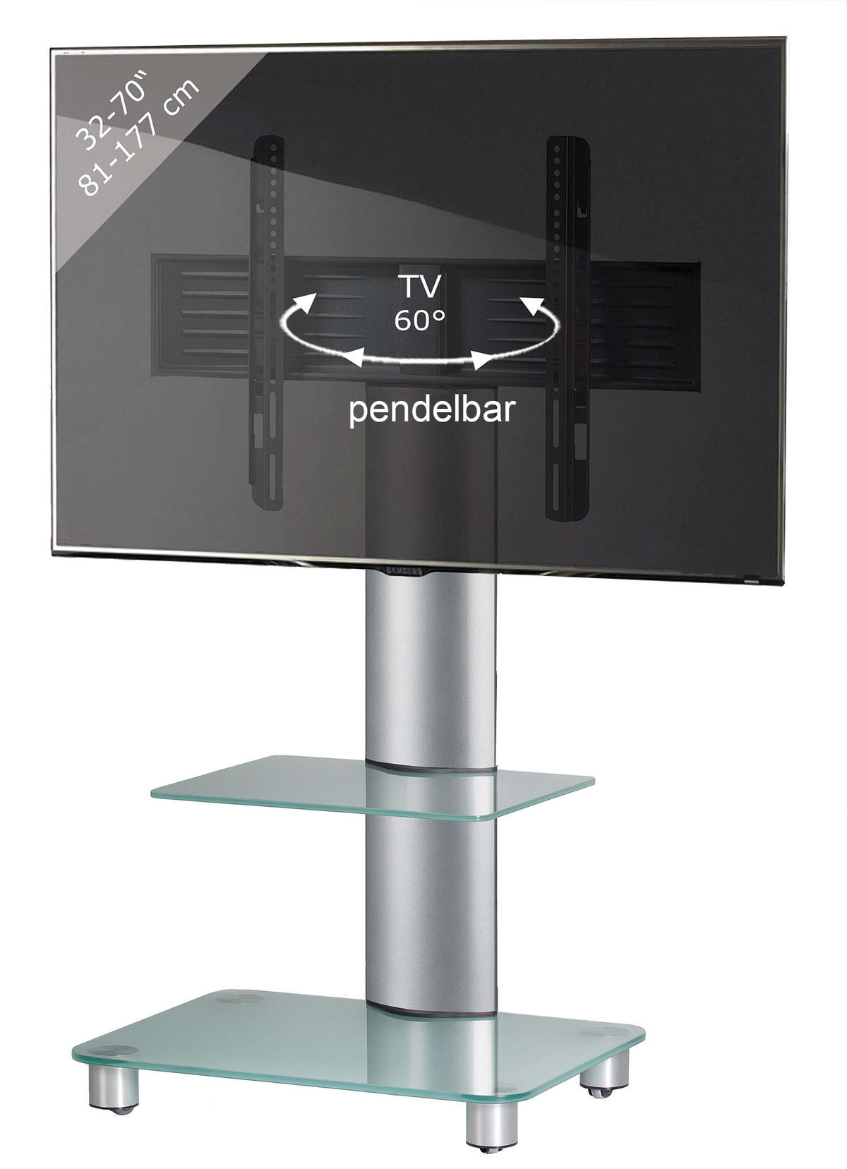 TV-STATIV i {item.attr('143-279'), [ ]}{item.attr('B-DIMENSION'),[]} - silver/transparent, Klassisk, metall/glas (60/100/44cm) - MID.YOU