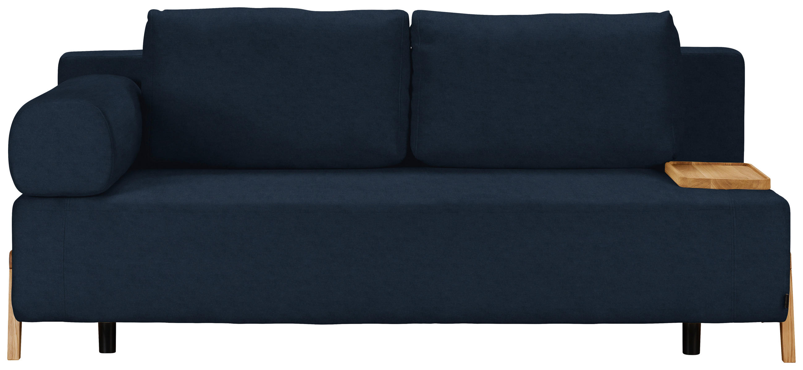 SCHLAFSOFA  mit Stoffauswahl, Armlehnen seitenverkehrt montierbar, Armteil links Mikrofaser Dunkelblau  - Naturfarben/Dunkelblau, Design, Holz/Textil (211/88/102cm) - Niels Andersson