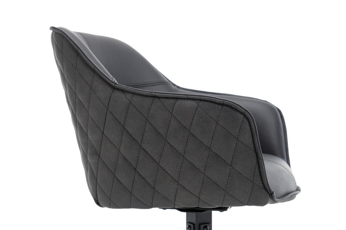 ARMLEHNSTUHL  Sitzfläche 180° drehbar, automatische Rückholfunktion Mikrofaser Echtleder  - Schwarz, MODERN, Leder/Textil (59/82/62cm) - MID.YOU