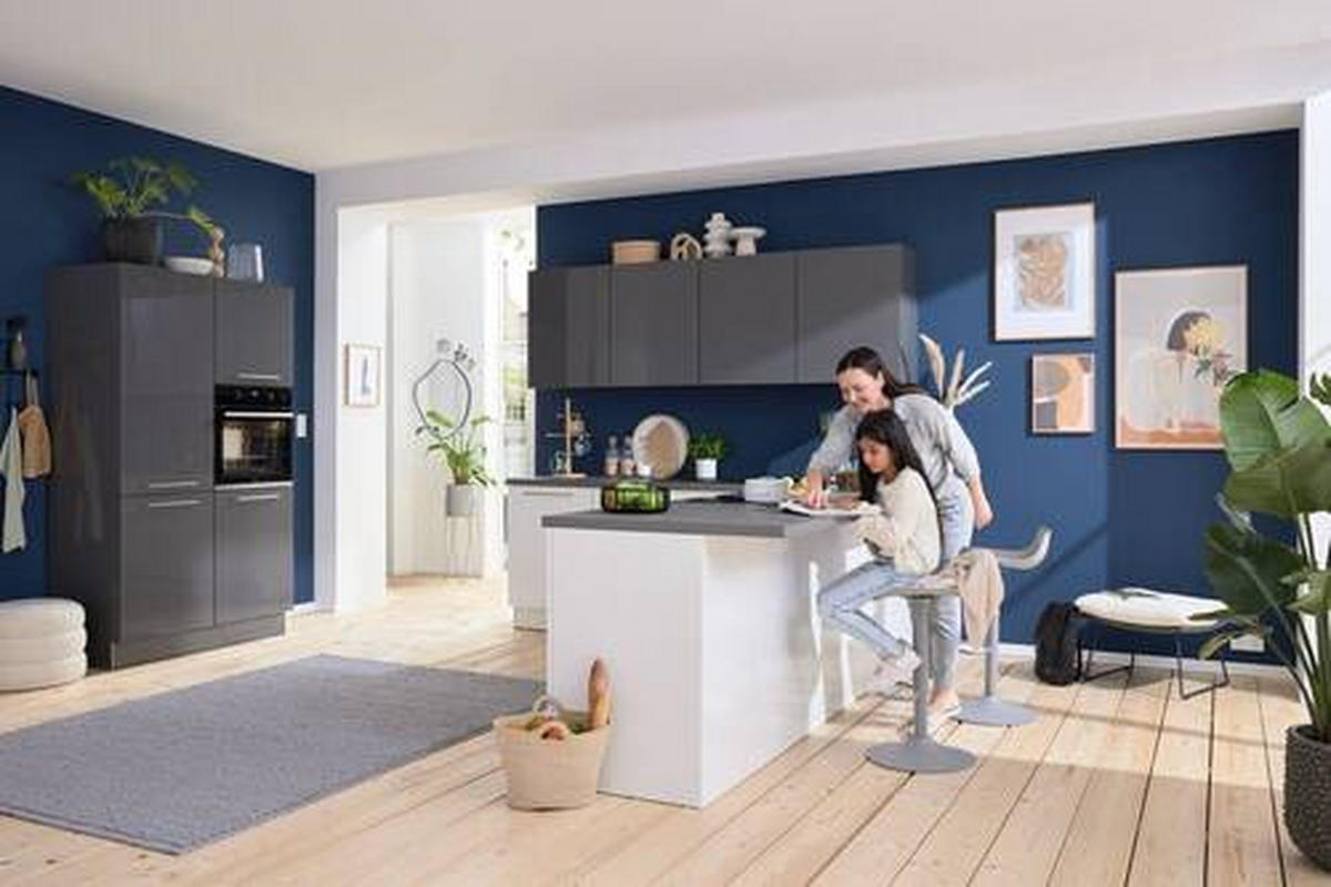 EINBAUKÜCHE   - Weiss/Grau, Design, Holzwerkstoff - Nolte Küchen