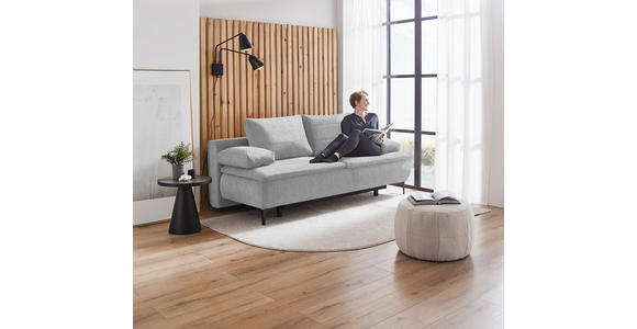 BOXSPRINGSOFA Webstoff Hellgrau - Hellgrau/Schwarz, KONVENTIONELL, Textil/Metall (204/93/100cm) - Novel