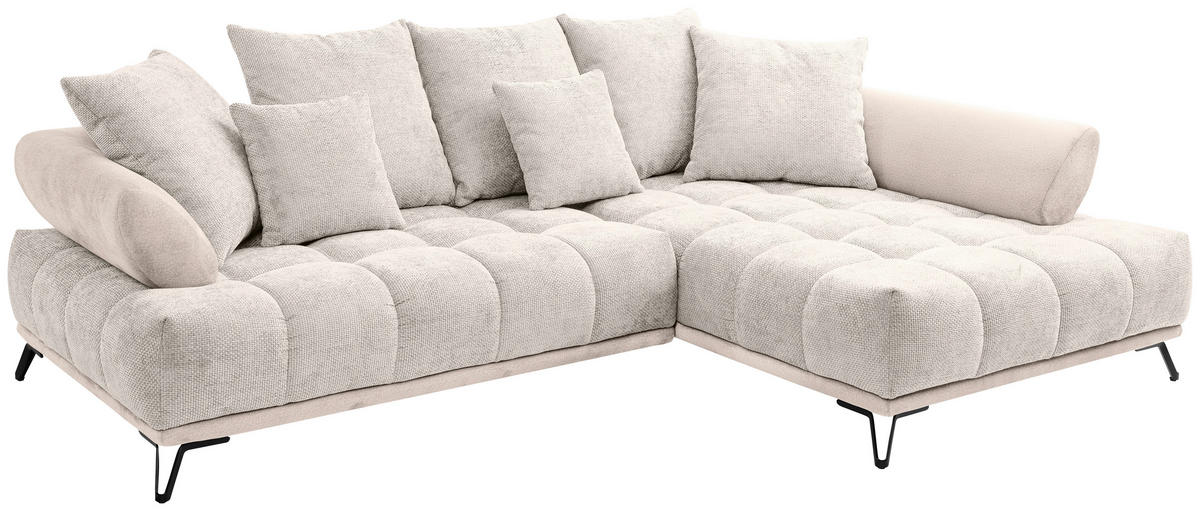 ECKSOFA Beige Chenille Zierkissen, Rückenkissen, Rücken echt  - Beige/Schwarz, MODERN, Textil/Metall (262/184cm) - MID.YOU