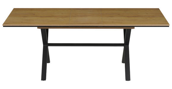 ESSTISCH Schwarz, Eichefarben rechteckig  ausziehbar  - Eichefarben/Schwarz, Design, Holzwerkstoff/Metall (160-200/90/76cm) - Carryhome