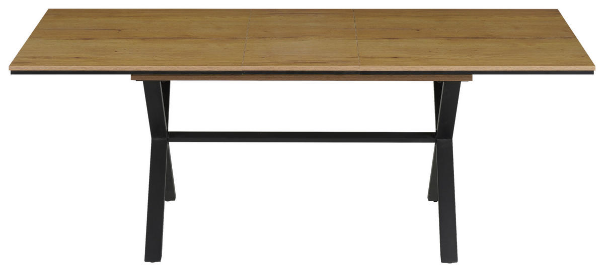 ESSTISCH Schwarz, Eichefarben rechteckig  ausziehbar  - Eichefarben/Schwarz, Design, Holzwerkstoff/Metall (160-200/90/76cm) - Carryhome