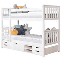 ETAGENBETT 90/200 cm,  in Weiß, Absturzsicherung, Leiter  - Weiß, MODERN, Holz (90/200cm) - Livetastic