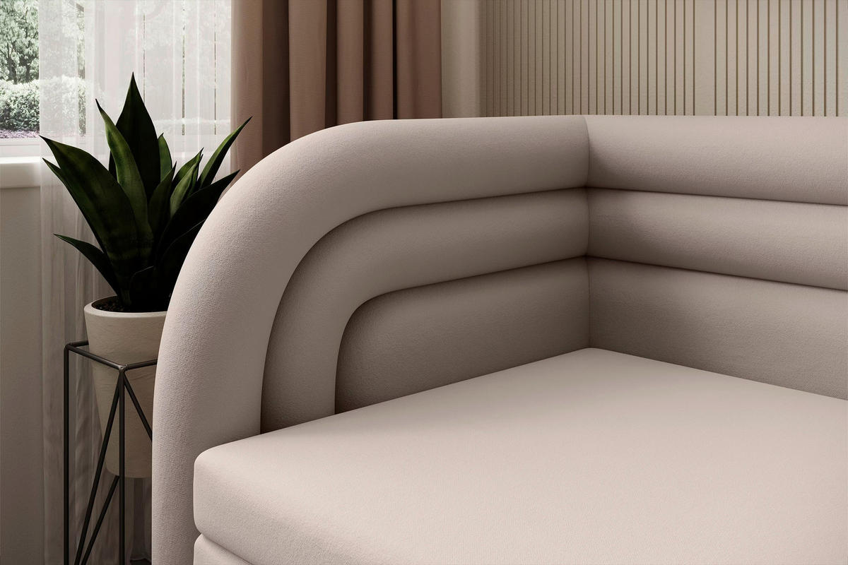 RÉCAMIERE  in Webstoff Beige  - Beige/Schwarz, Design, Kunststoff/Textil (86/80/223cm) - P & B