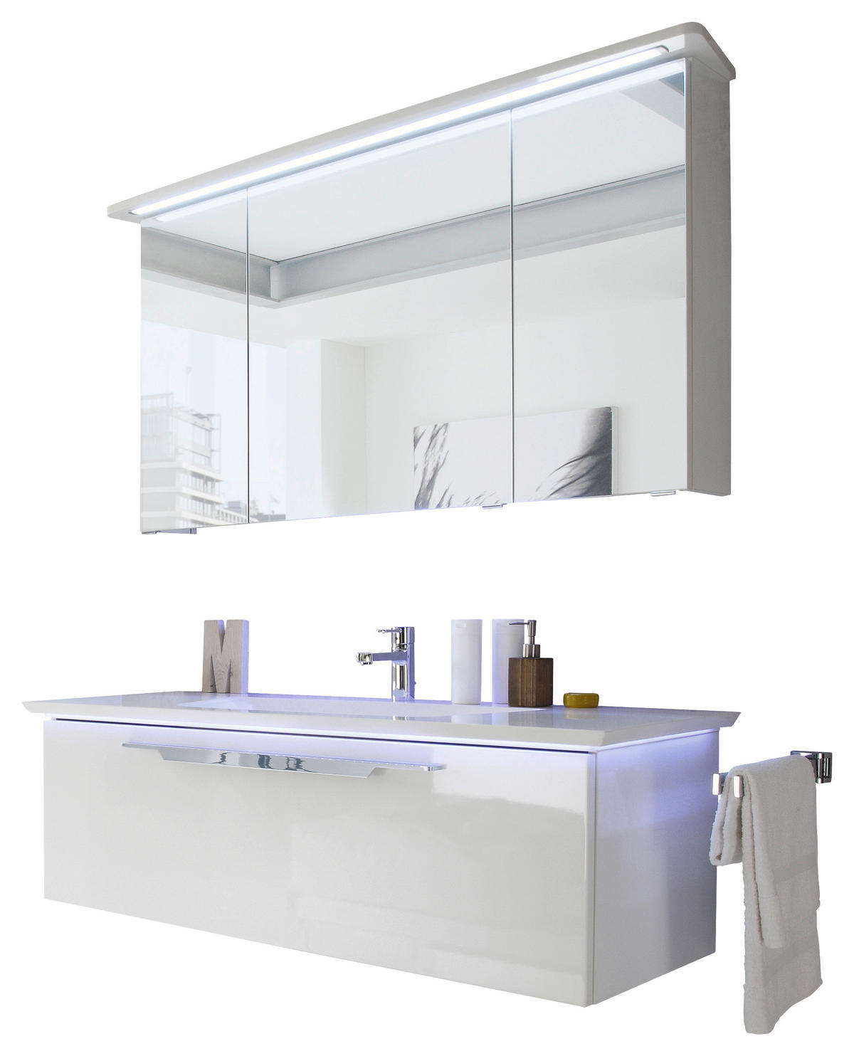 BADRUM 126 cm  - vit, Design, trämaterial/glas (126cm) - Musterring