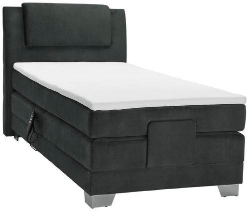 BOXSPRINGBETT 100/200 cm  in Schwarz  - Silberfarben/Schwarz, KONVENTIONELL, Kunststoff/Textil (100/200cm) - Esposa