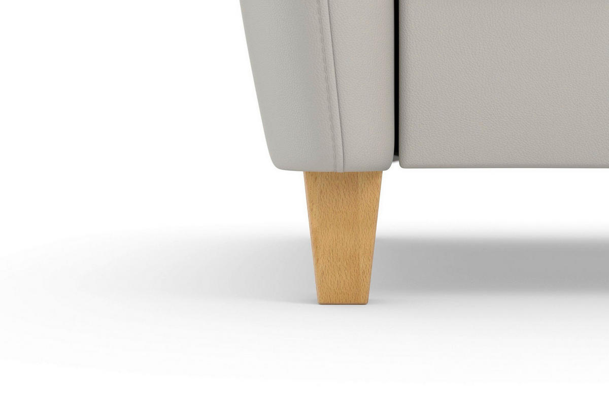ROHOVÁ SEDAČKA, koža, svetlosivá - farba duba/svetlosivá, Basics, koža/drevo (163/244cm) - Sit & More