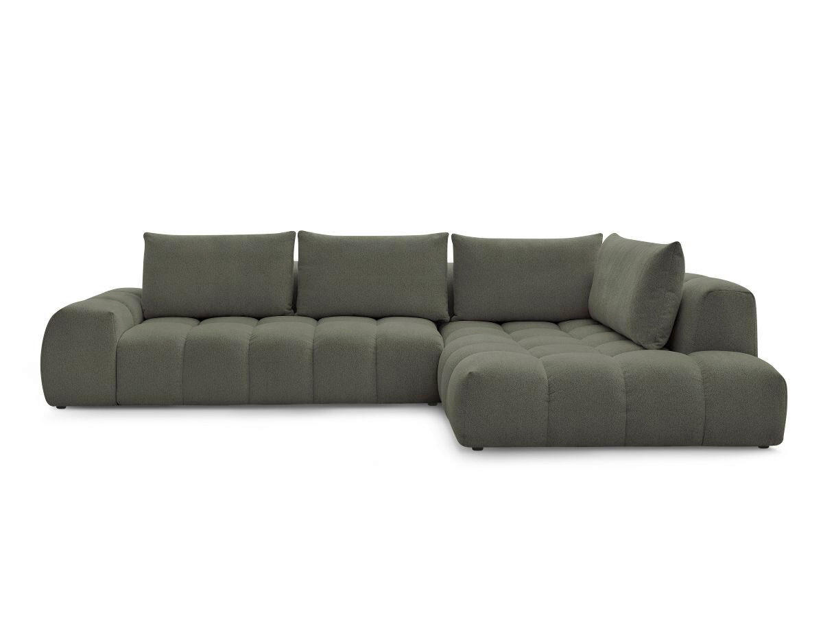 ECKSOFA Ottomane rechts  EVEREST Grün Flachgewebe  - Schwarz/Grün, MODERN, Kunststoff/Textil (352/210cm) - Livetastic
