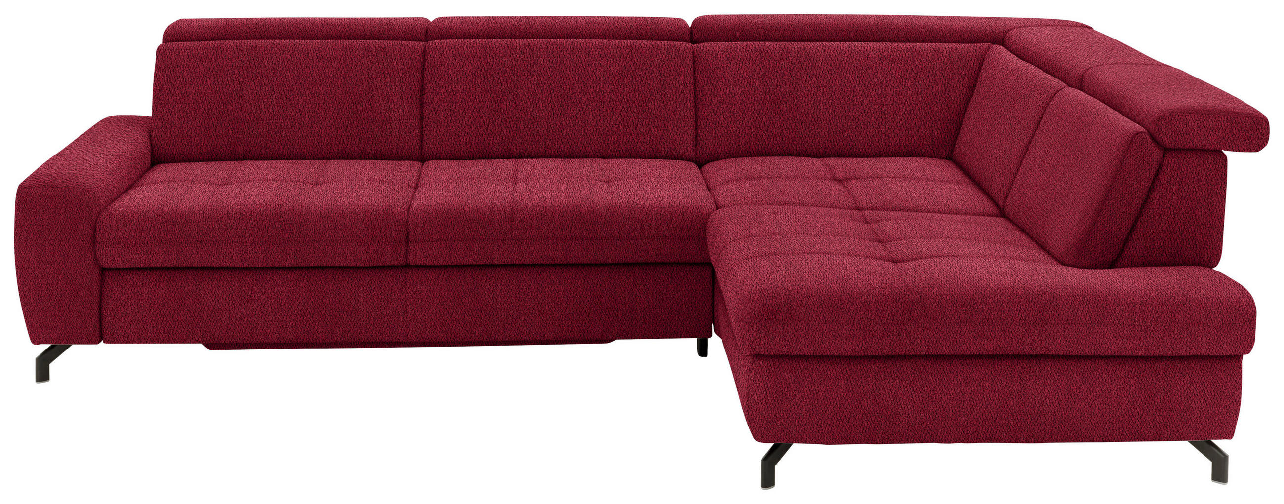 ECKSOFA in Chenille Rot  - Rot/Schwarz, Design, Textil/Metall (310/220cm) - Beldomo Style