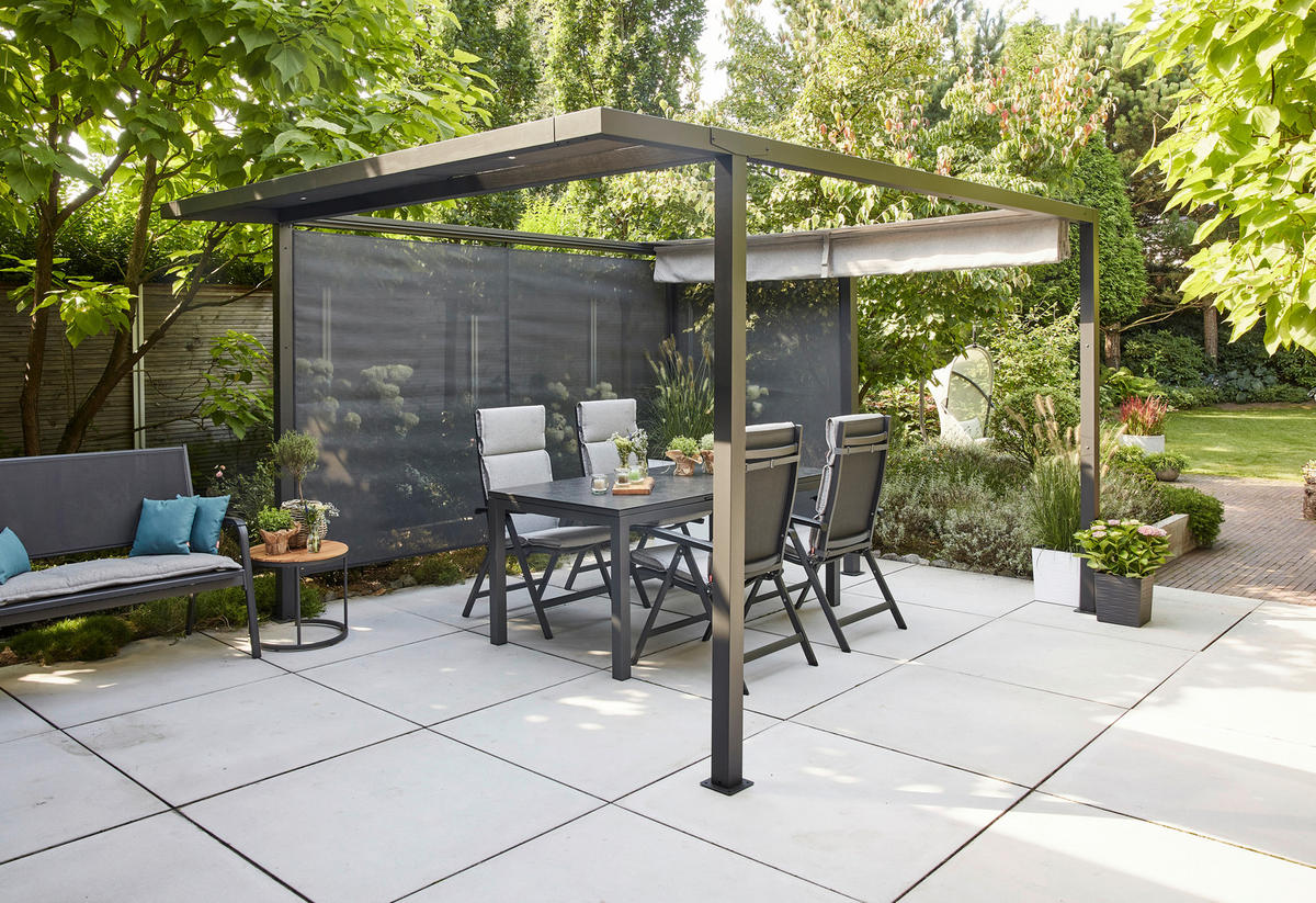 PAVILLON-SEITENTEIL 150/210/0,5 cm  - Anthrazit, Basics, Textil/Metall (150/210/0,5cm) - Siena Garden