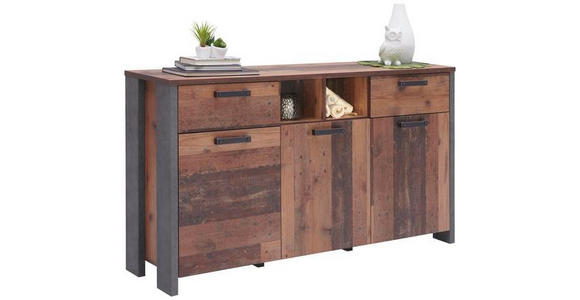 SIDEBOARD Braun, Dunkelgrau, Dunkelbraun Einlegeböden  - Dunkelgrau/Dunkelbraun, Design, Holzwerkstoff/Kunststoff (156,4/86,3/41,6cm) - Carryhome