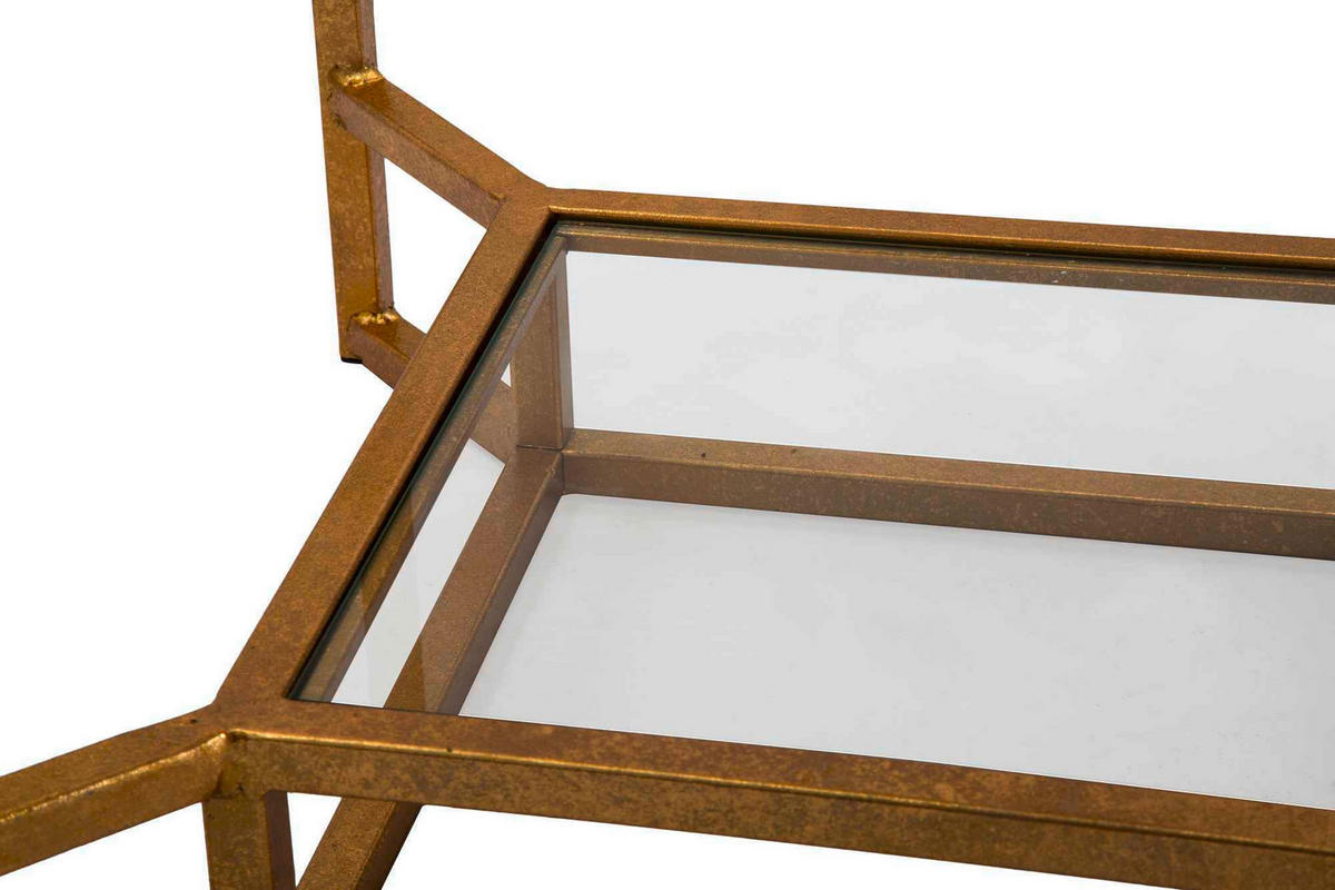 COUCHTISCH - Goldfarben/Weiß, Basics, Glas/Stein (60/47/47cm)