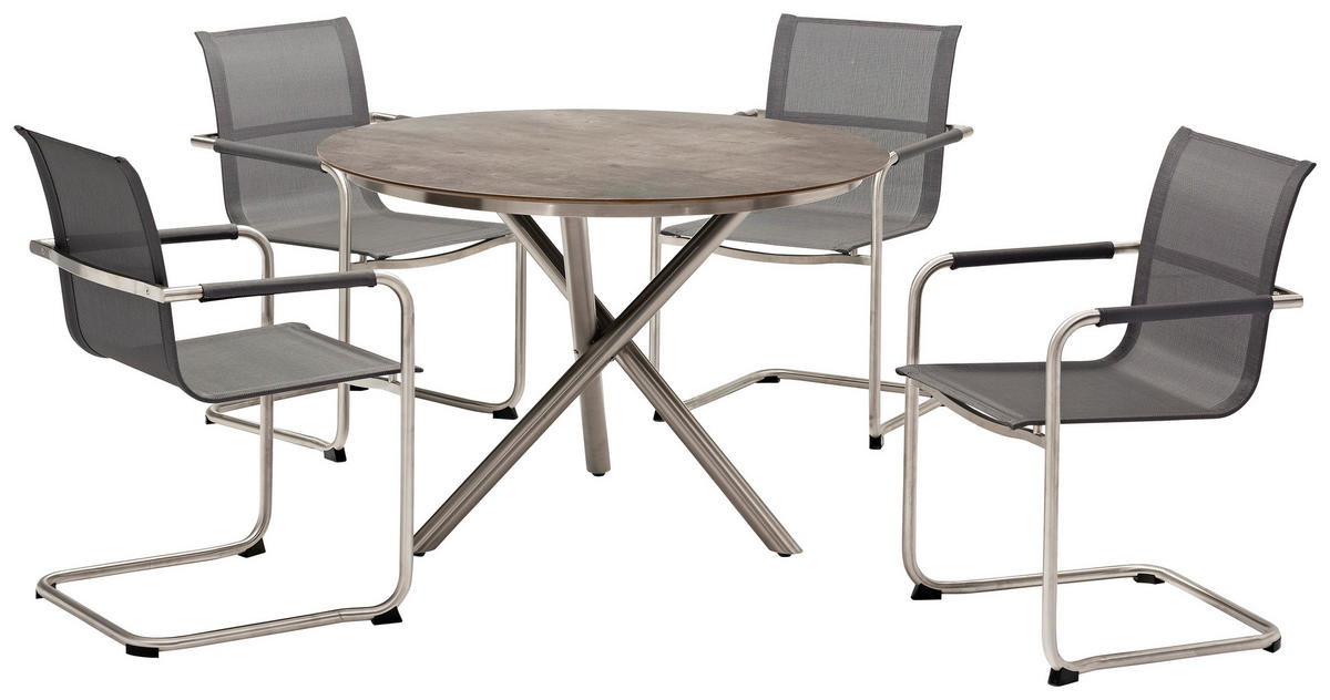 GARTENSCHWINGSTUHL Edelstahl Edelstahlfarben, Dunkelgrau  - Edelstahlfarben/Dunkelgrau, Design, Textil/Metall (56/86/59cm) - Amatio