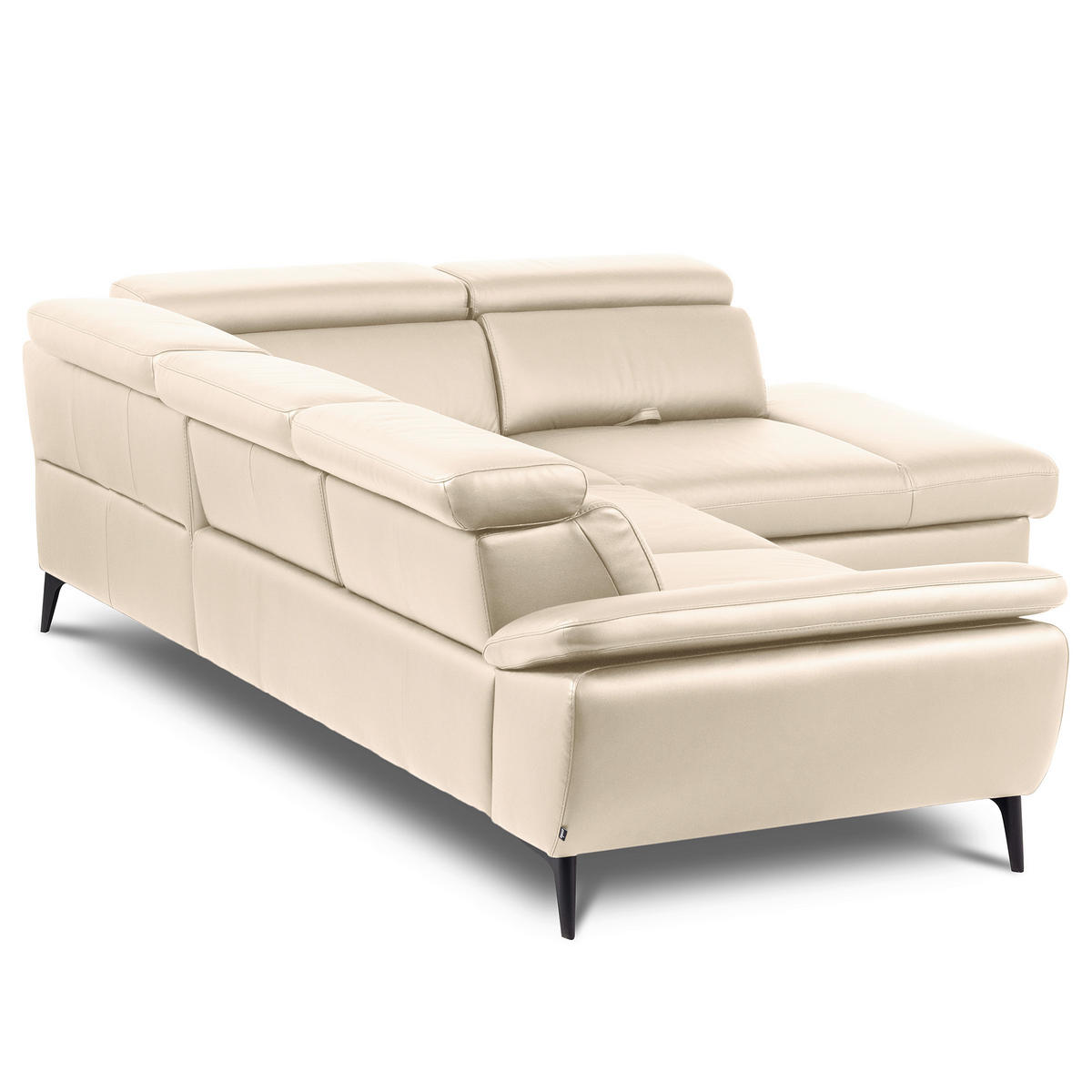 ECKSOFA Lederlook Echtleder Grau  - Schwarz/Grau, Design, Leder/Textil (274/220cm) - Livetastic