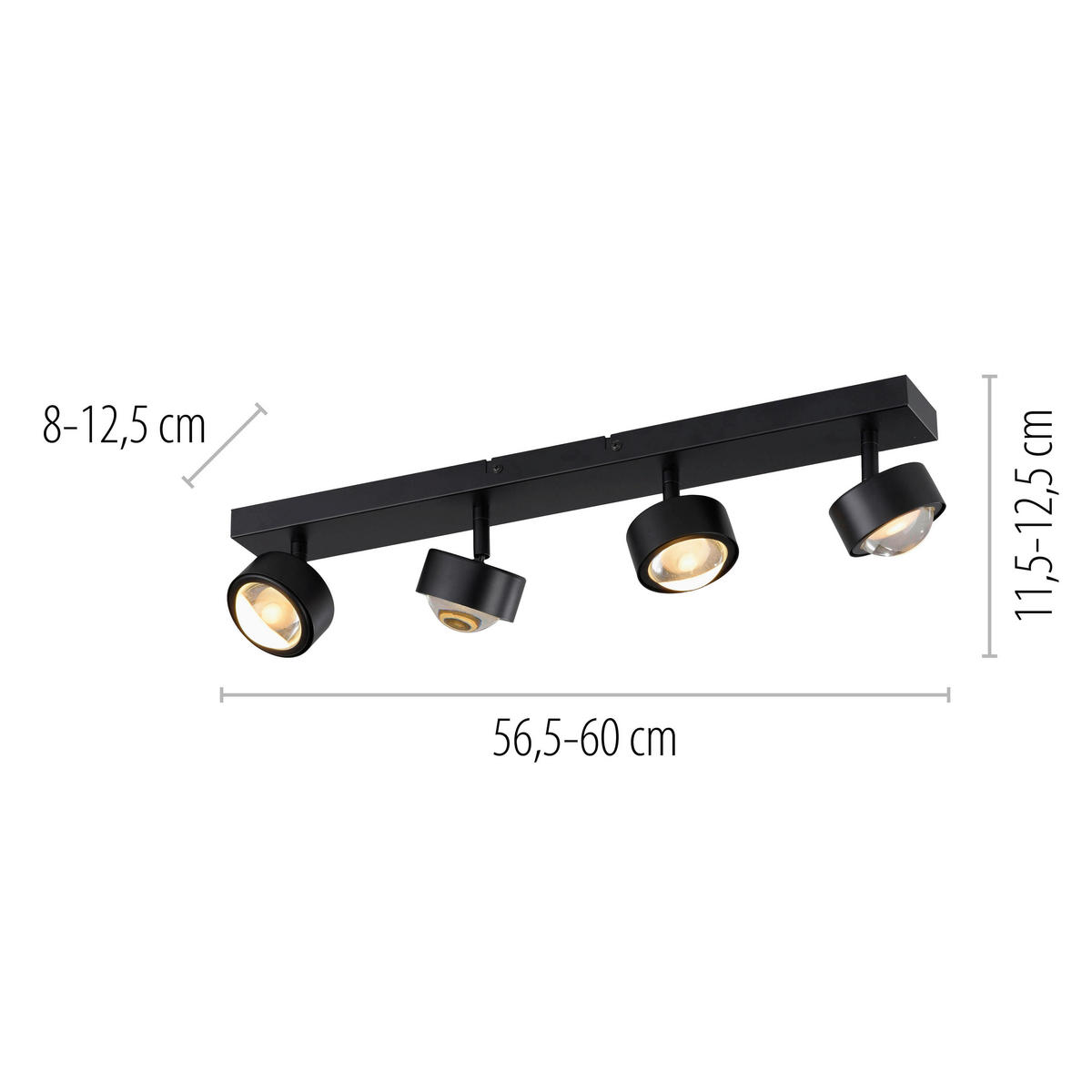 LED-DECKENLEUCHTE SW KULU 60/12,5/12,5 cm   - Schwarz, Design, Kunststoff/Metall (60/12,5/12,5cm) - Schöner Wohnen
