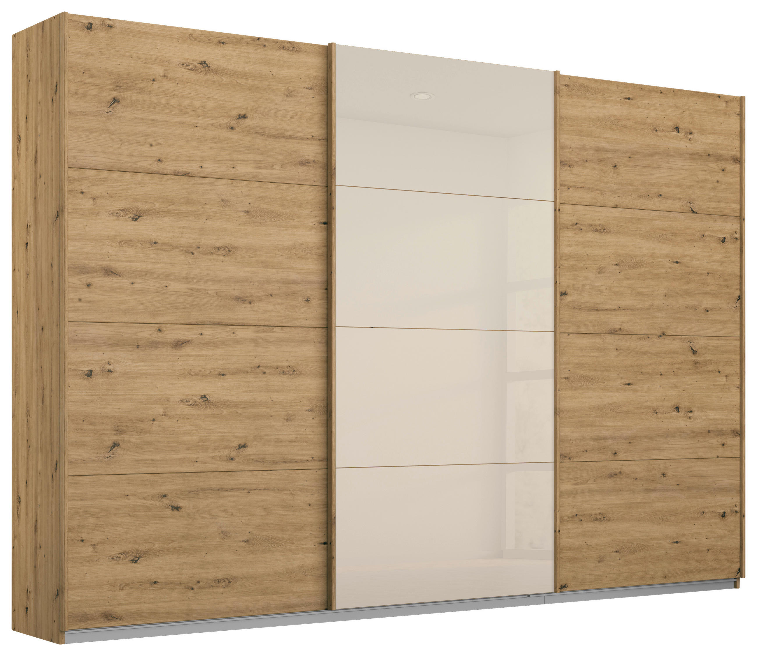 Carryhome Schwebetürenschrank Champagner, Eiche Artisan 271x210x62 cm