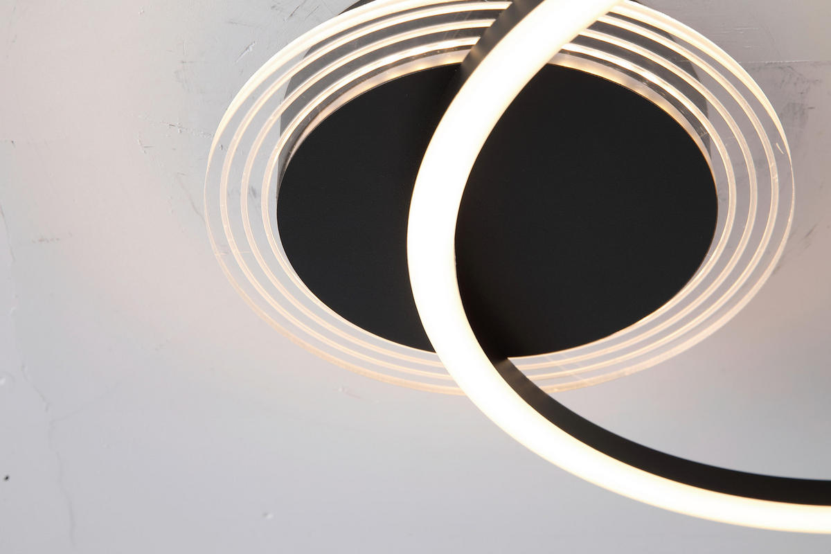 DECKENLEUCHTE Contour 33/40/5,5 cm  - Schwarz, Design, Kunststoff/Metall (33/40/5,5cm)