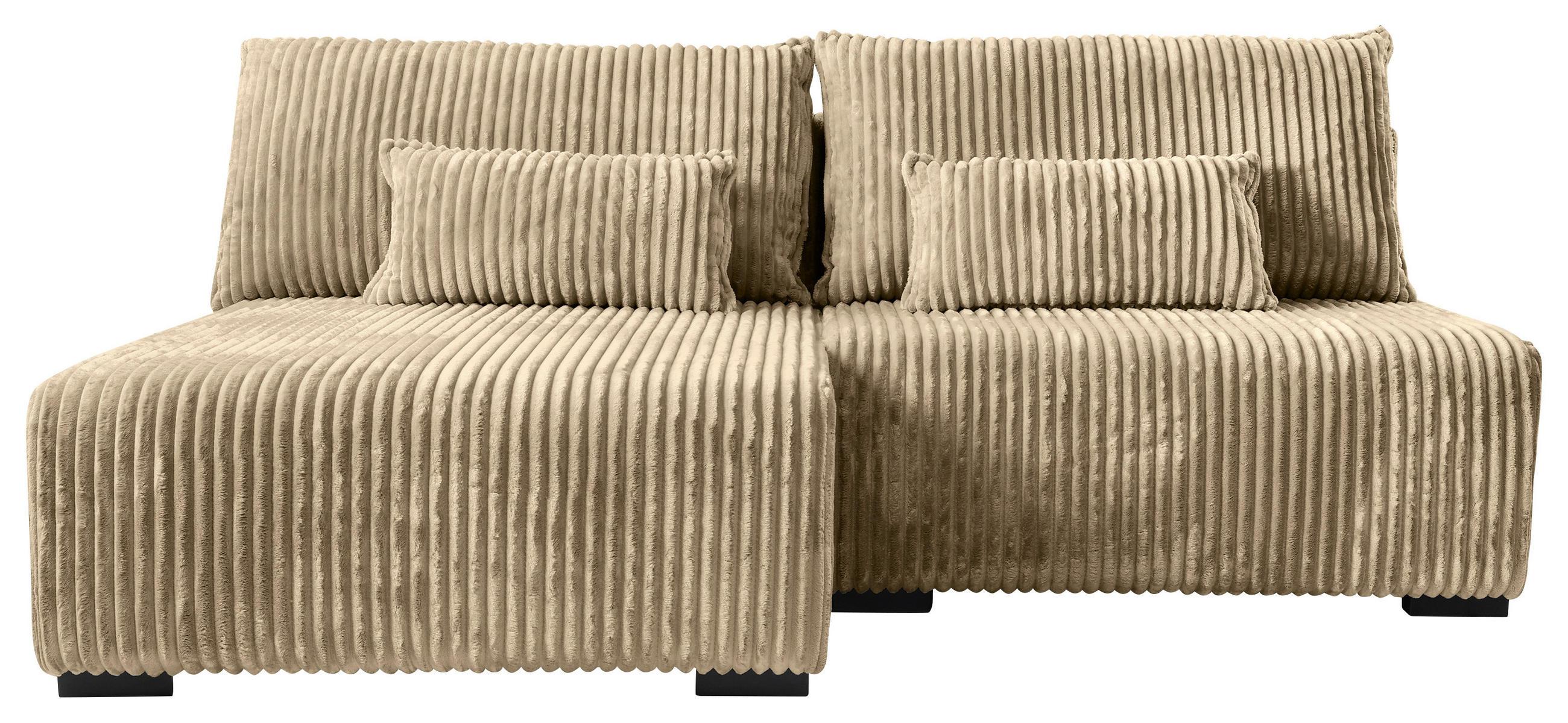 ECKSOFA in Cord Beige  - Beige/Schwarz, Modern, Holz/Textil (145/210cm) - MID.YOU