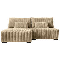 ECKSOFA in Cord Beige  - Beige/Schwarz, Modern, Holz/Textil (145/210cm) - MID.YOU