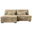 ECKSOFA in Cord Beige  - Beige/Schwarz, MODERN, Holz/Textil (145/210cm) - Carryhome