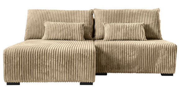 ECKSOFA in Cord Beige  - Beige/Schwarz, MODERN, Holz/Textil (145/210cm) - Carryhome