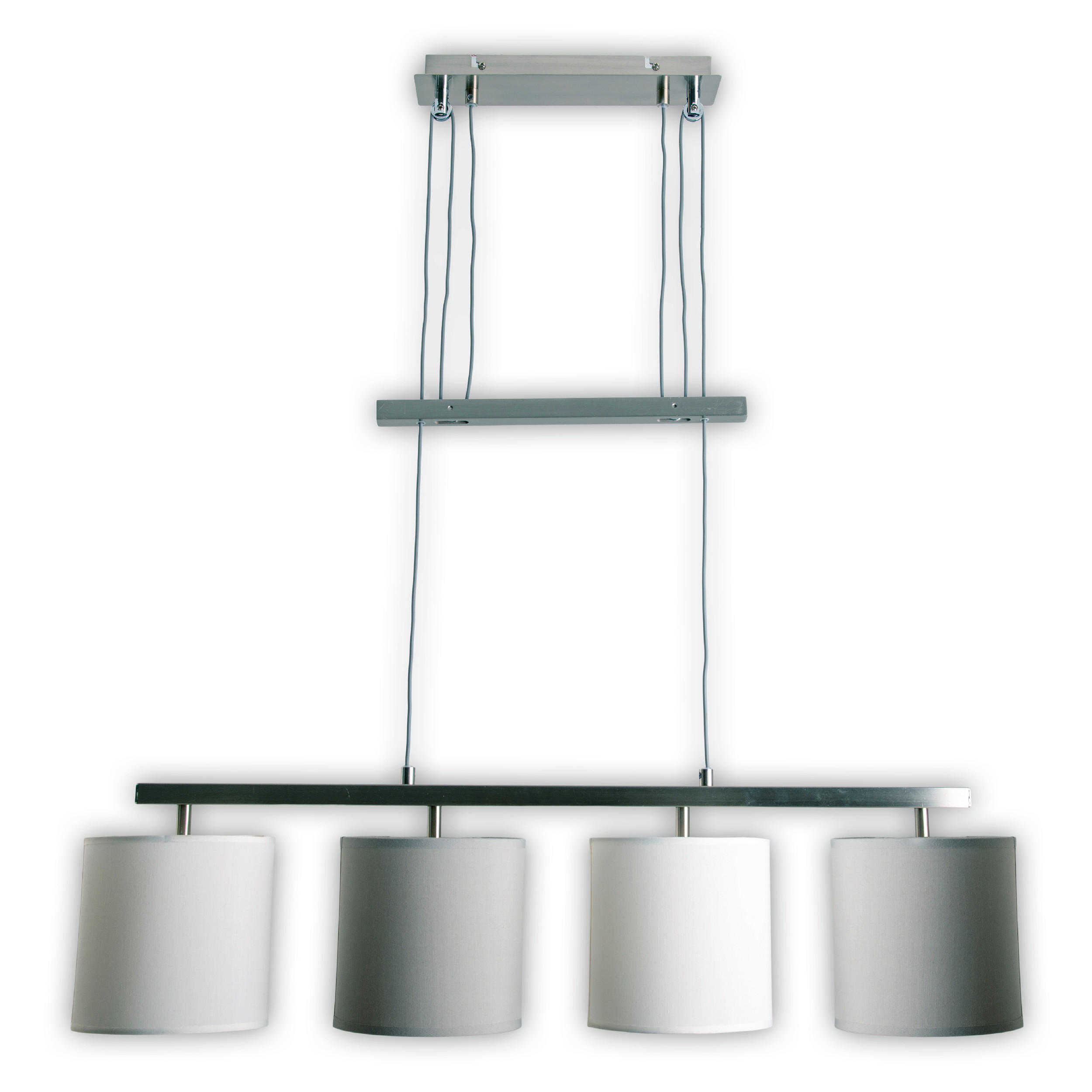 HÄNGELEUCHTE 86/116 cm   - Weiß/Grau, Design, Textil/Metall (86/116cm) - Näve