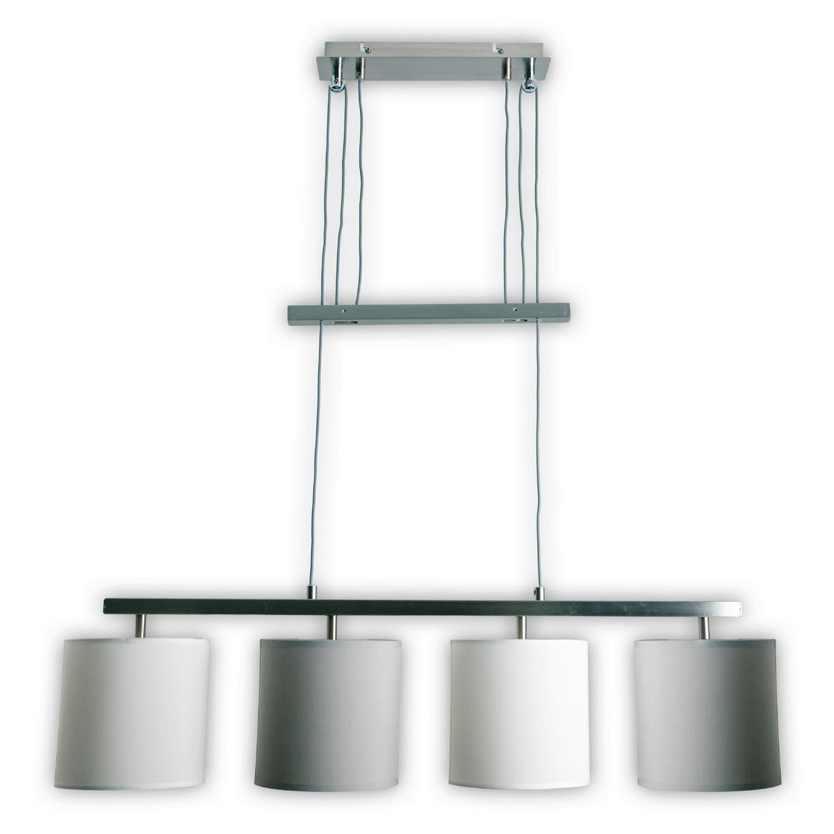 HÄNGELEUCHTE 86/116 cm   - Weiß/Grau, Design, Textil/Metall (86/116cm) - Näve