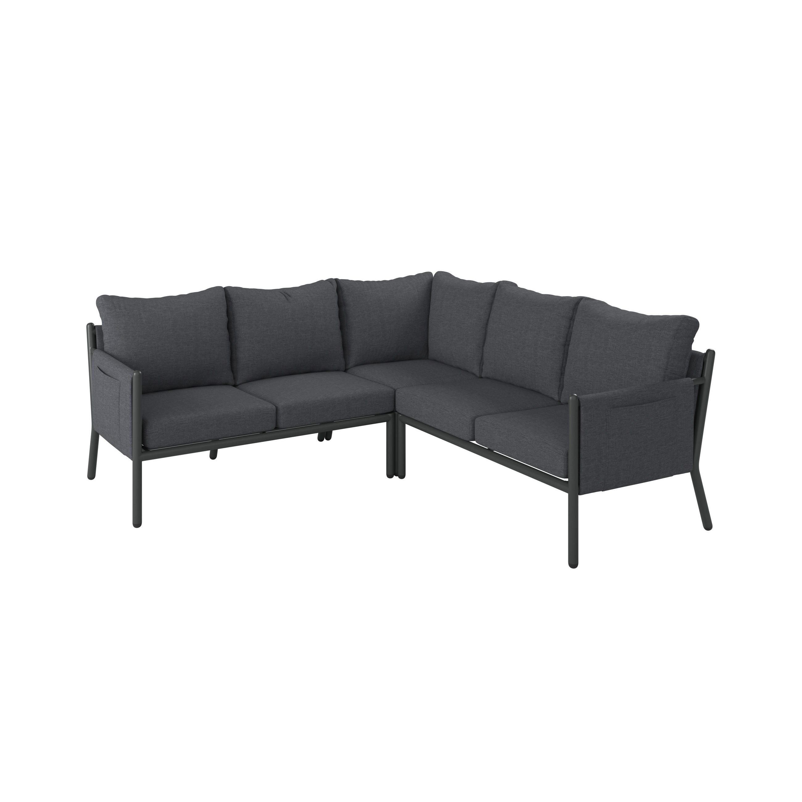LOUNGE GARNITURA   metal, tekstil  tamno siva    - tamno siva, Moderno, metal/tekstil (203/71/203cm) - Ambia Garden