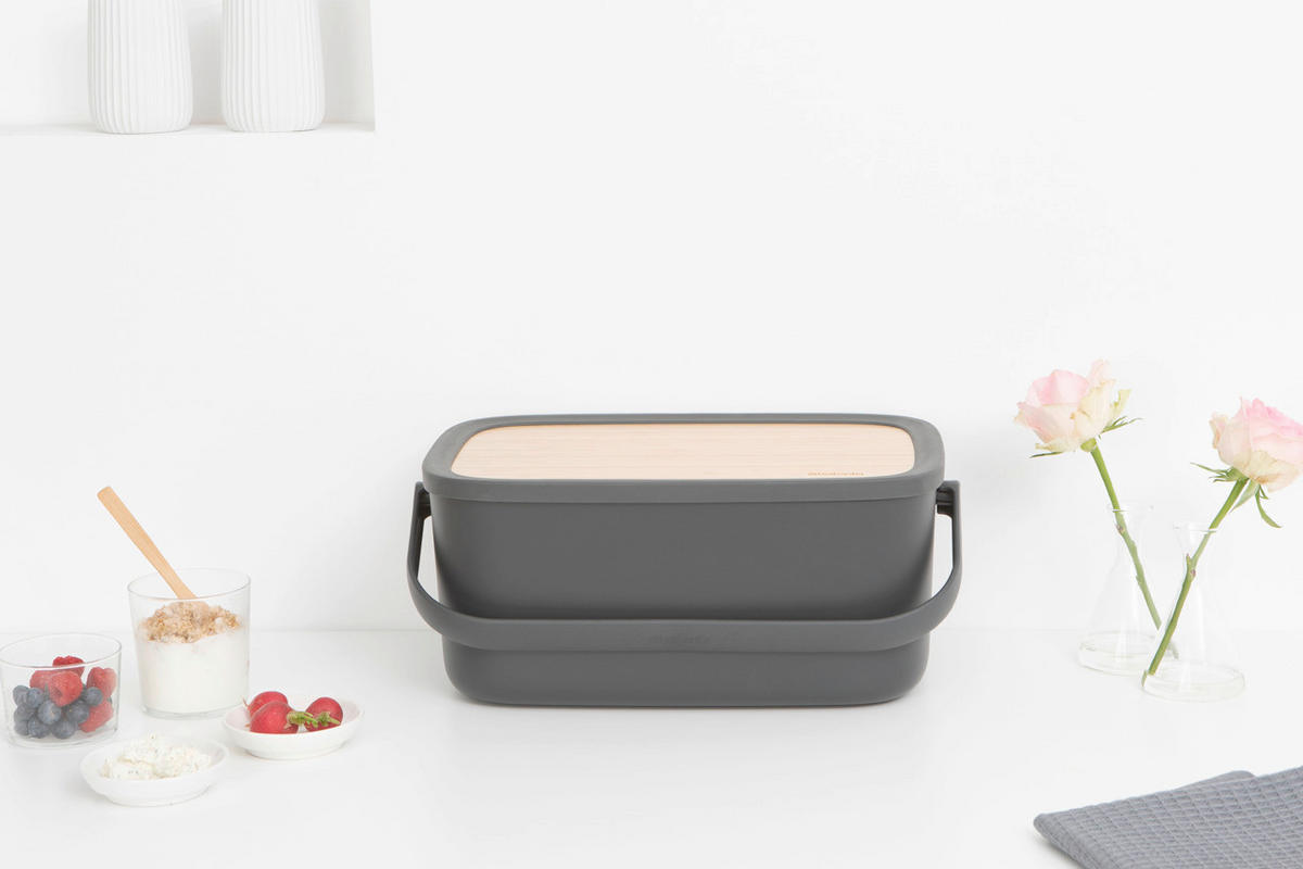 POSODA ZA KRUH   39.5/16.3/25.5 cm           - temno siva, Design, umetna masa/les (39.5/16.3/25.5cm) - Brabantia