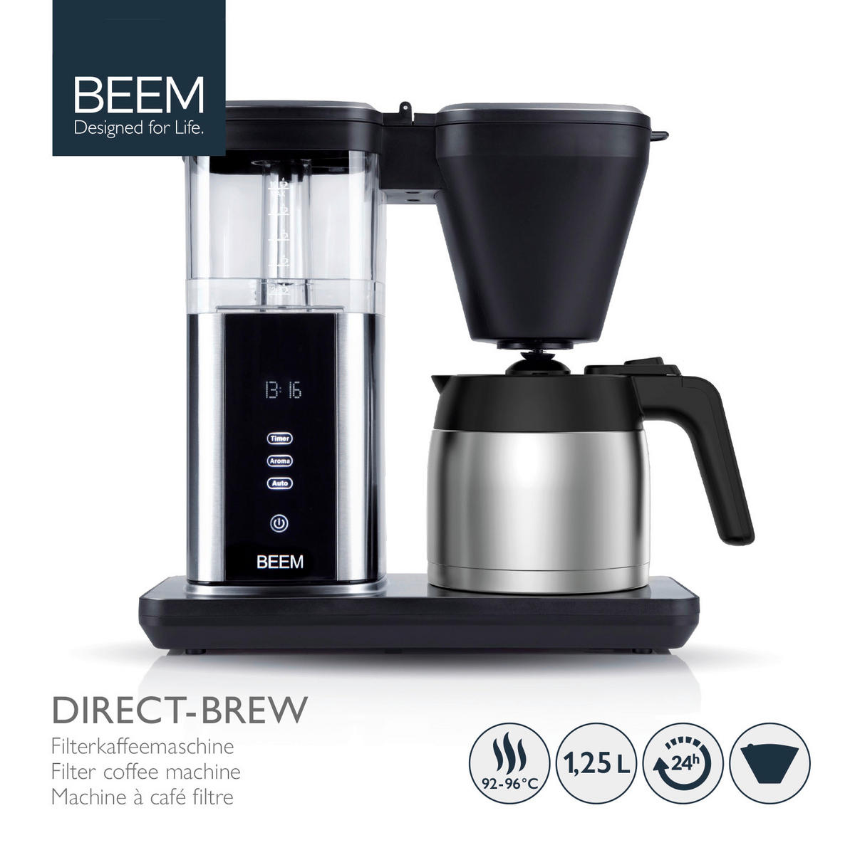 FILTERKAFFEEMASCHINE  - Edelstahlfarben/Schwarz, Trend, Kunststoff/Metall (40/21/40cm) - Beem