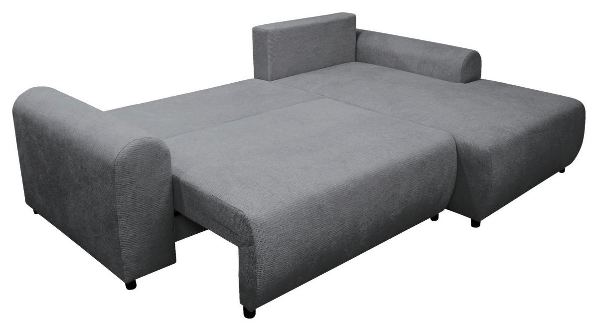 ECKSOFA in Struktur Grau  250/160 cm  - Schwarz/Grau, Design, Kunststoff/Textil (250/160cm) - MID.YOU